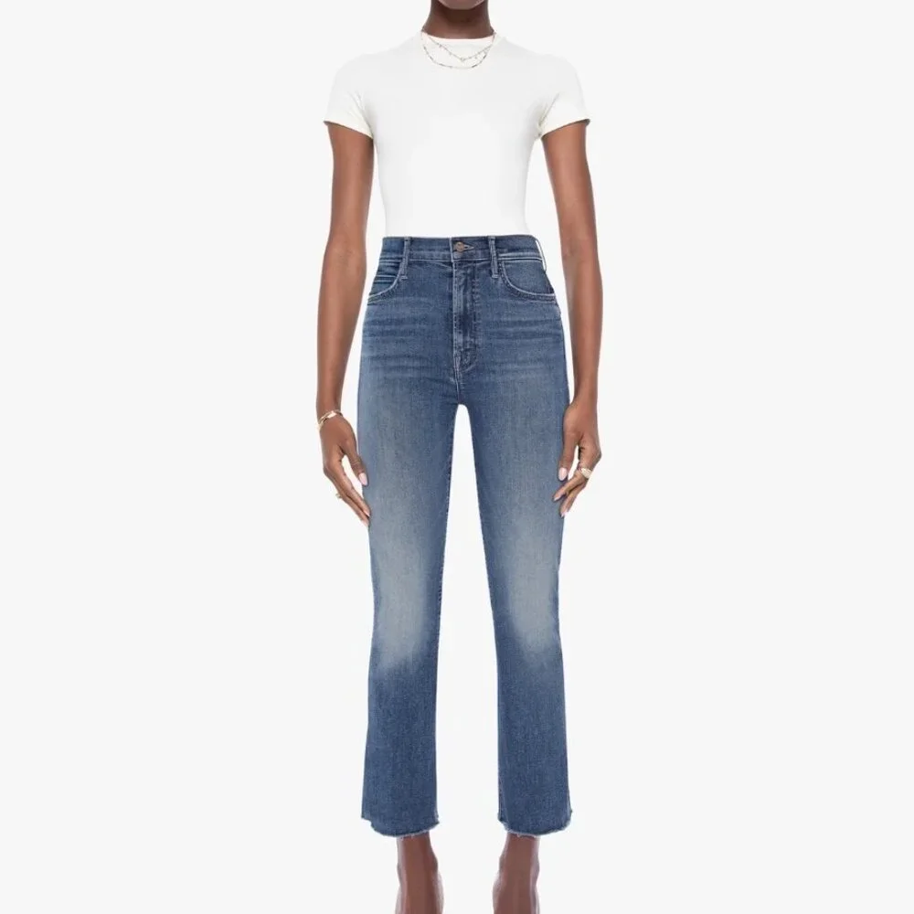 Mother Womens Hustler Patch Pocket Ankle Fray Jeans Size 27 - Picture 2 of 8